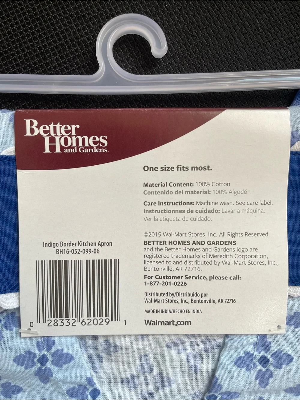 New 3-pack Better Homes And Gardens Indigo kitchen apron Blue cotton NWT